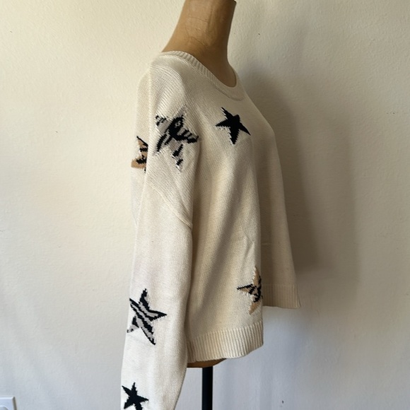 Rails sz L knit ivory Perci neutral animal star cotton blend sweater great cond - Picture 4 of 8